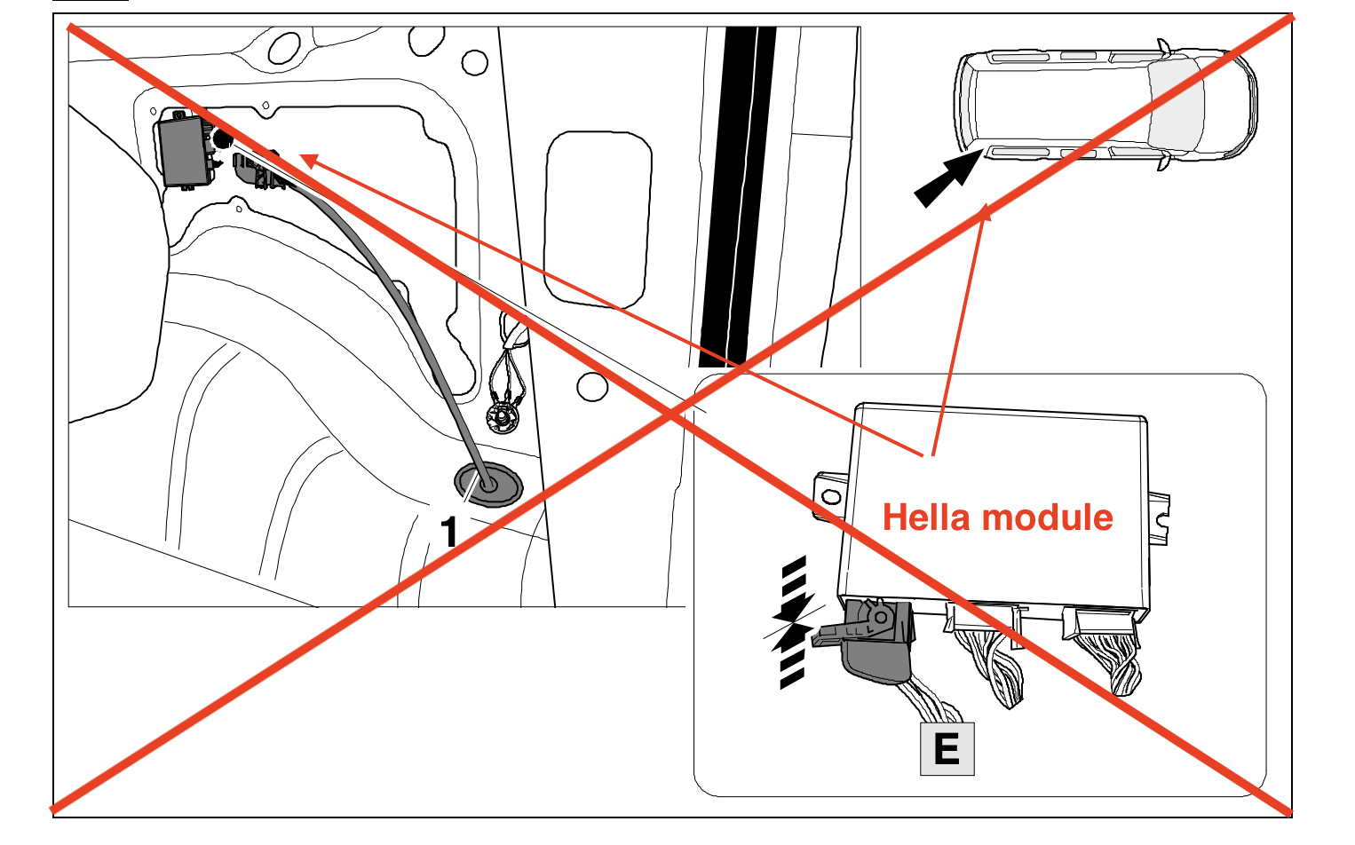 auto ZONDER trailer module Hella achterin voertuig (PR code: 1D7)